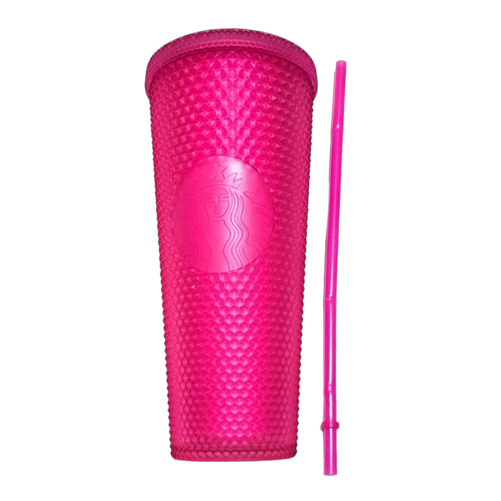 Starbucks New 2021 Neon Pink soft touch diamond studded Venti tumbler 24 oz